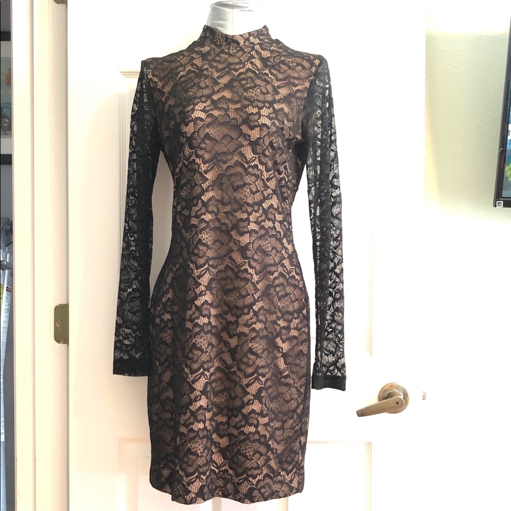 Dress the population long sleeve lace dress